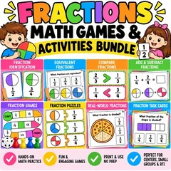 Fractions Math Games & Activities Bundle